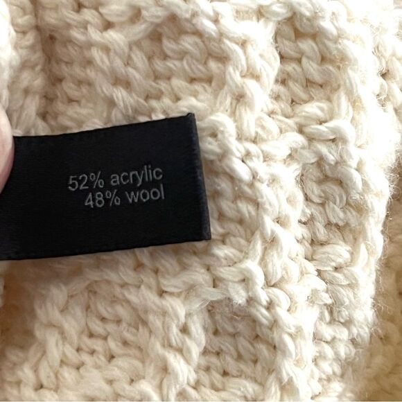 Vintage Y2K Knit Cropped Sweater in Cream Size Large Wool Babydoll Belted - Picture 10 of 11